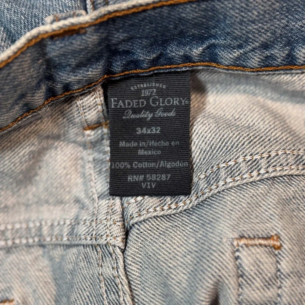 Faded Glory Medium Wash Straight Leg Jeans 34x32‎ Vintage 00s y2k Blue Denim